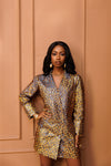 Lia Navy and Gold Brocade Blazer Dress